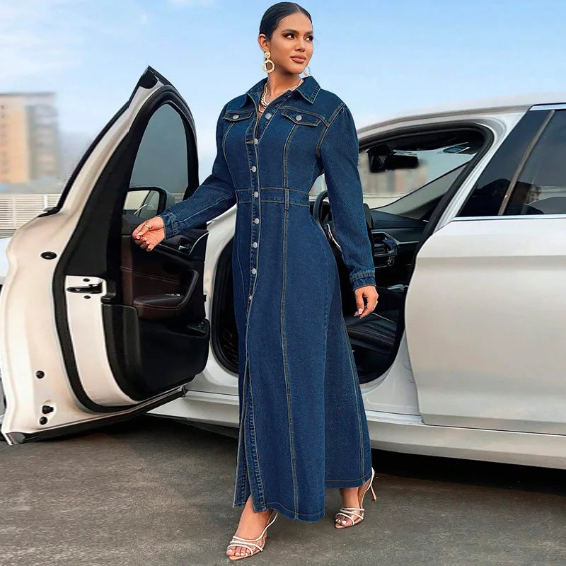 Robe Chemise en Jean Longue chez ma-robe-jean.com