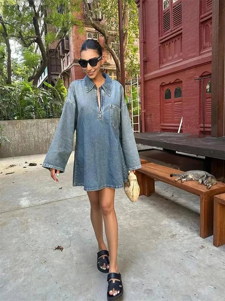 Robe en Jean Fermeture Eclair Bleu chez ma-robe-jean.com