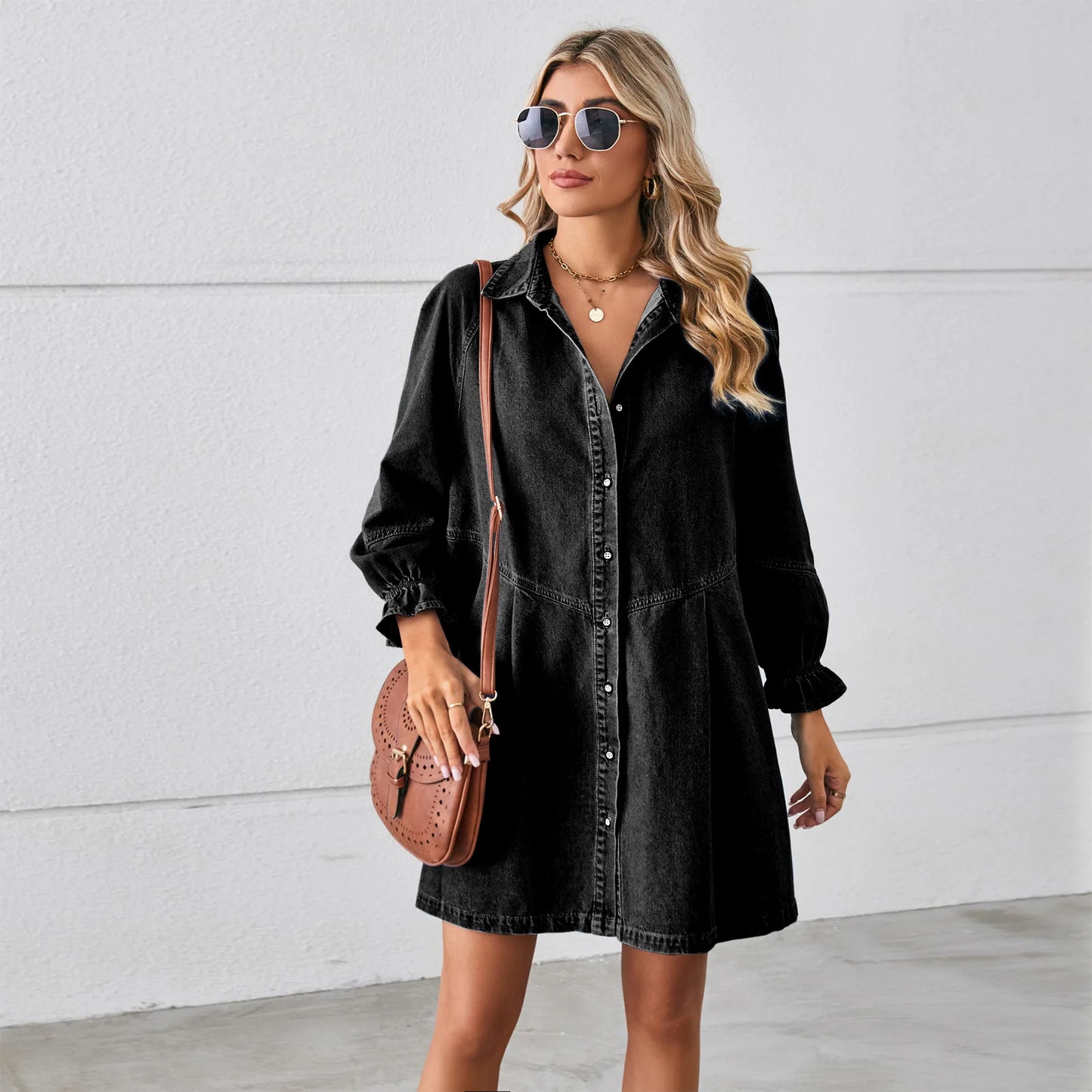 Robe Chemise en Jean black chez ma-robe-jean.com