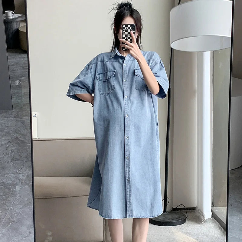 Robe en Jean Grossesse Bleu chez ma-robe-jean.com