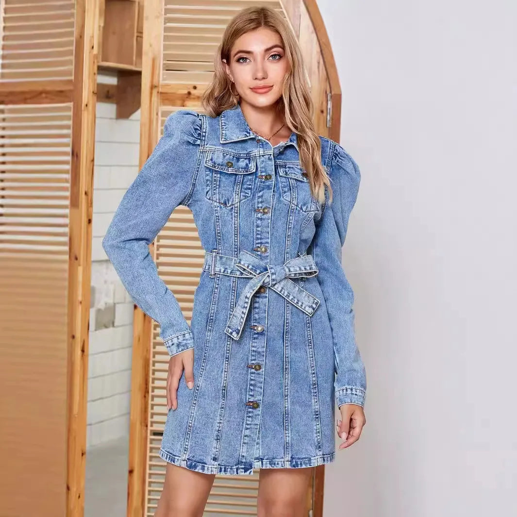 Robe en Jean Cintrée Blue chez ma-robe-jean.com