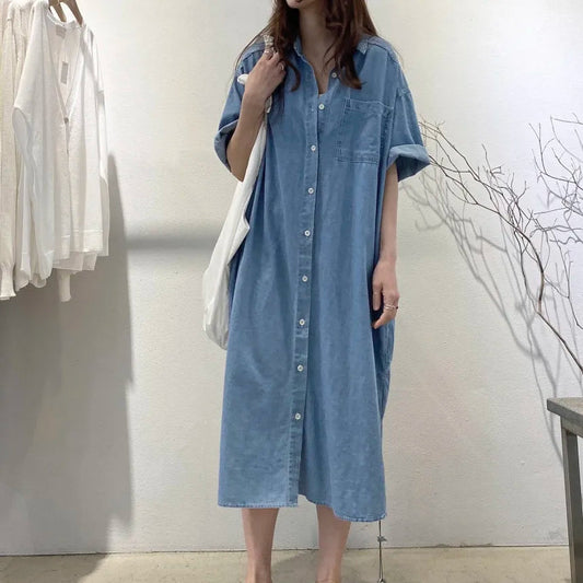 Robe en Jean Manche Courte blue chez ma-robe-jean.com
