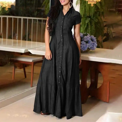 Robe Longue en Jean Fluide black chez ma-robe-jean.com