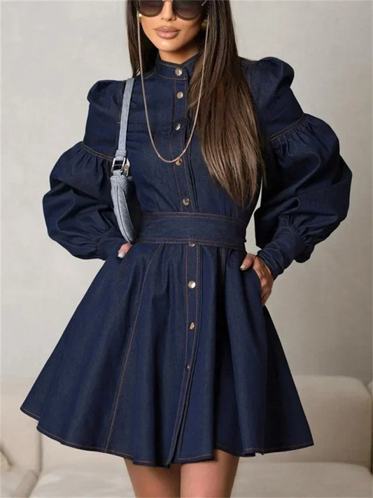 Robe en Jean Bleu Foncé Bleu Foncé chez ma-robe-jean.com