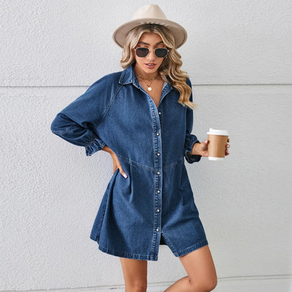Robe Chemise en Jean dark blue chez ma-robe-jean.com