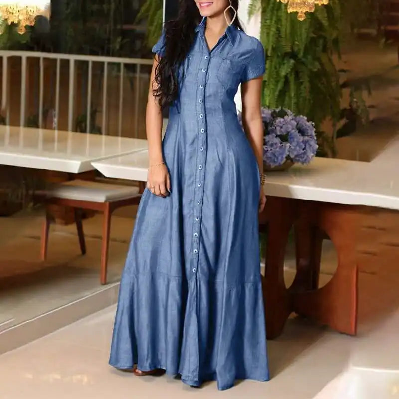 Robe Longue en Jean Fluide chez ma-robe-jean.com