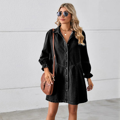 Robe Chemise en Jean black chez ma-robe-jean.com