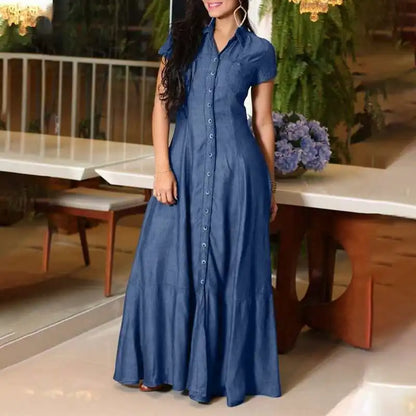Robe Longue en Jean Fluide blue chez ma-robe-jean.com