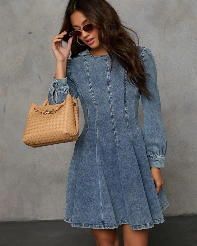 Robe en Jean Manche Longue chez ma-robe-jean.com