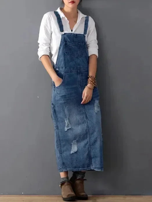 Robe Salopette en Jean dark blue chez ma-robe-jean.com