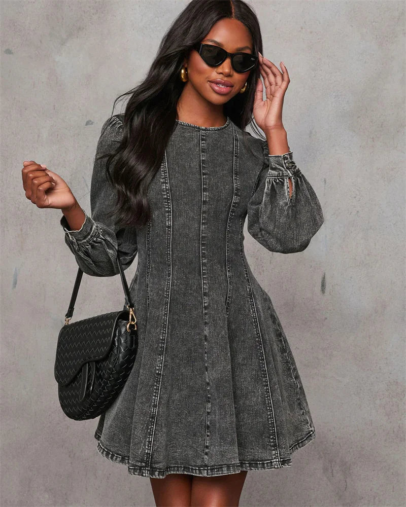 Robe en Jean Manche Longue black chez ma-robe-jean.com